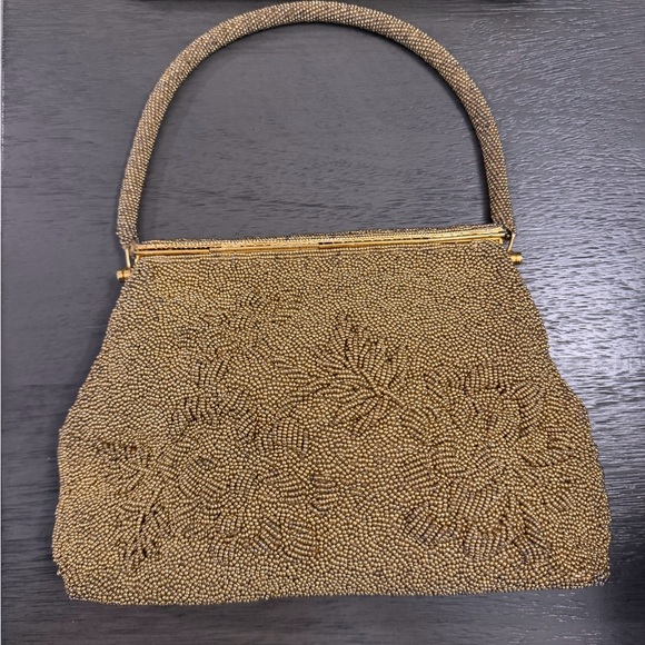 👑Vintage 1950s Gold Beaded Evening Bag NM Style - Picture 9 of 16